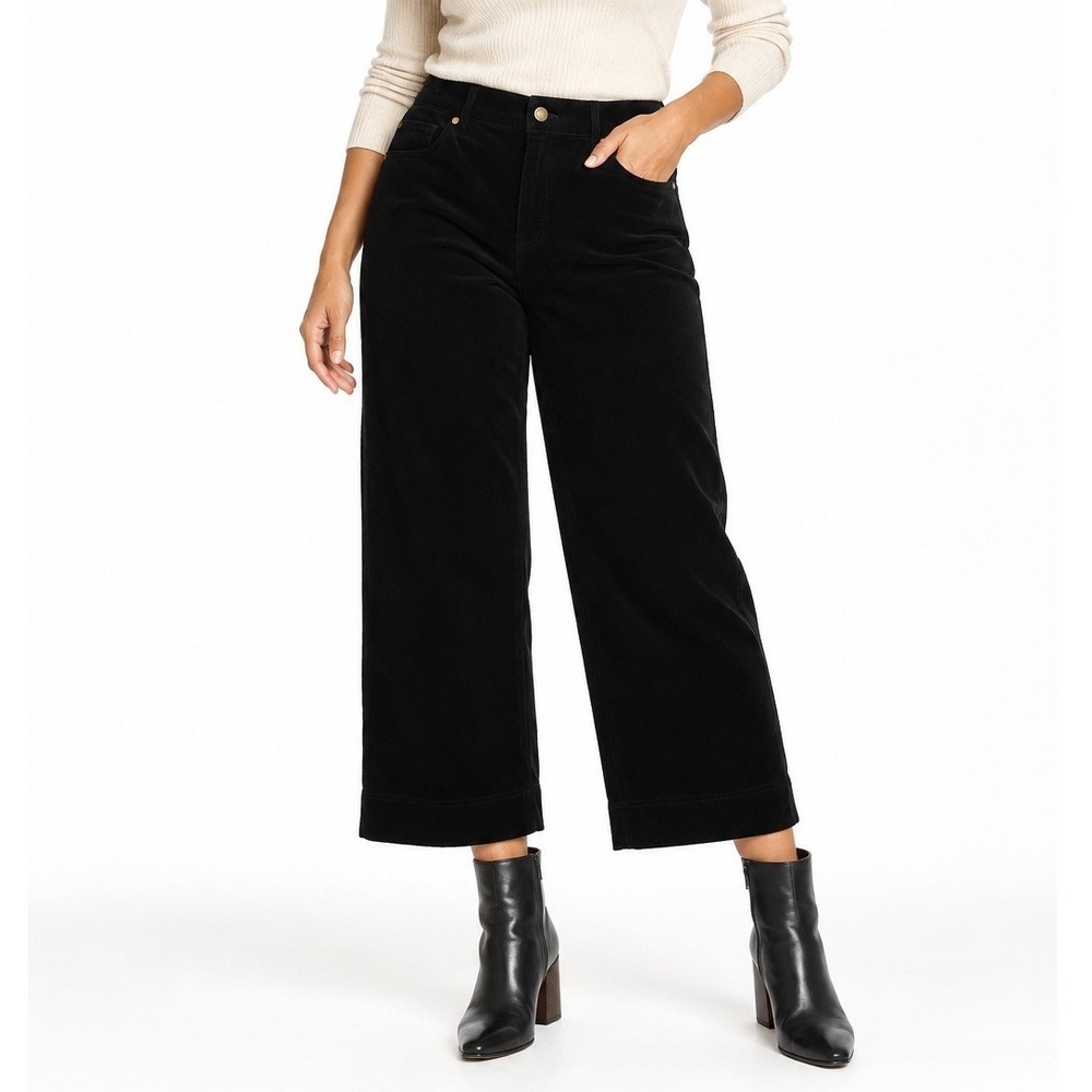 Tribal‎ Black Corduroy Wide Leg Pants High Rise Cropped 10P NWT